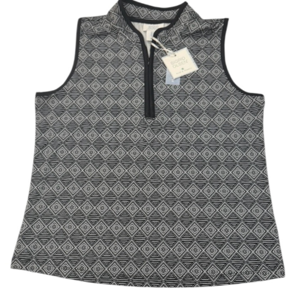 SIGRID OLSEN Golf Tennis Sport Activewear Quarter Zip Up Tank Top UPF NWT Small